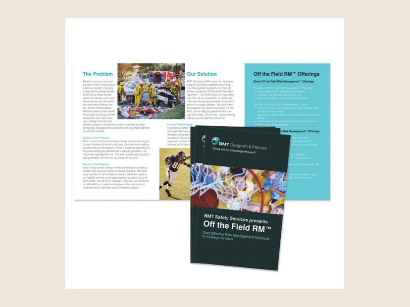 Off the Field RM brochure. Risk-management brochure for BMT Designers & Planners.