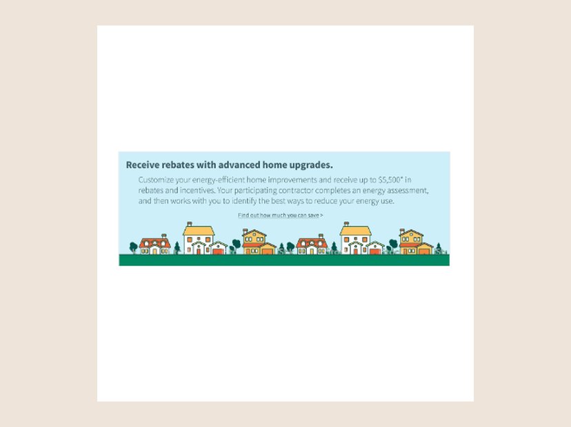 Energy rebate ad. Illustrated web ad for home-upgrade rebates.
