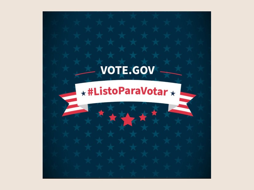 #ListoParaVotar. Vote.gov social graphic for Spanish-speaking voters.
