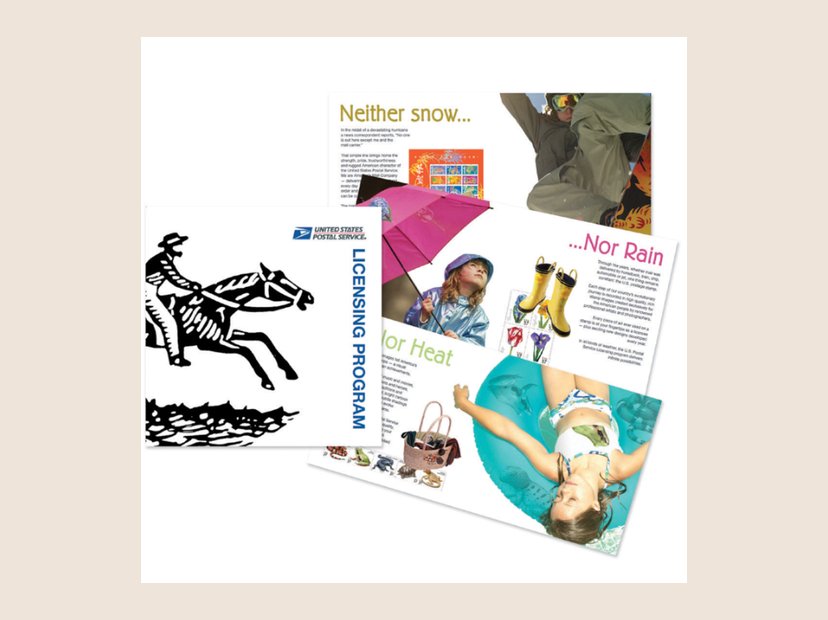 USPS Licensing Program booklet. Product marketing booklet for the U.S. Postal Service.