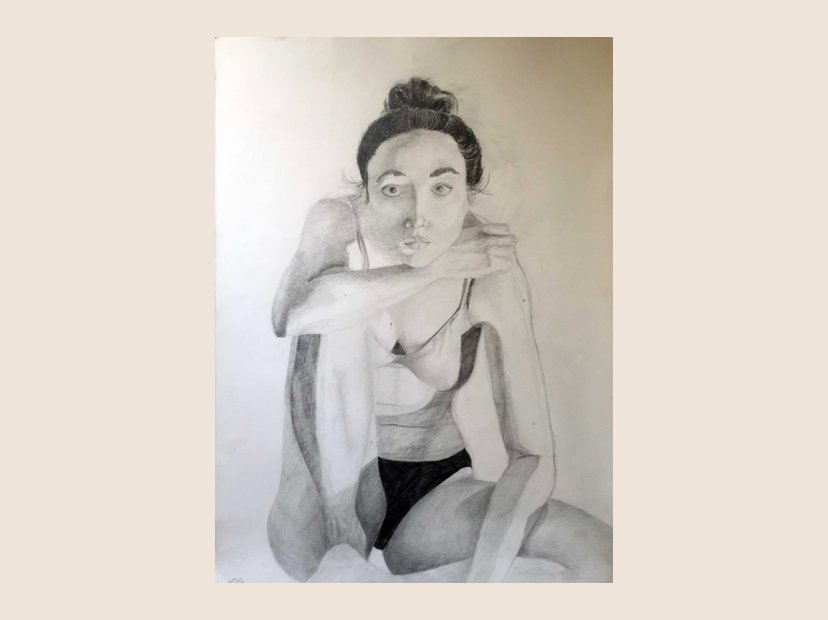Self portrait. Pencil, 36 by 48 inches.
