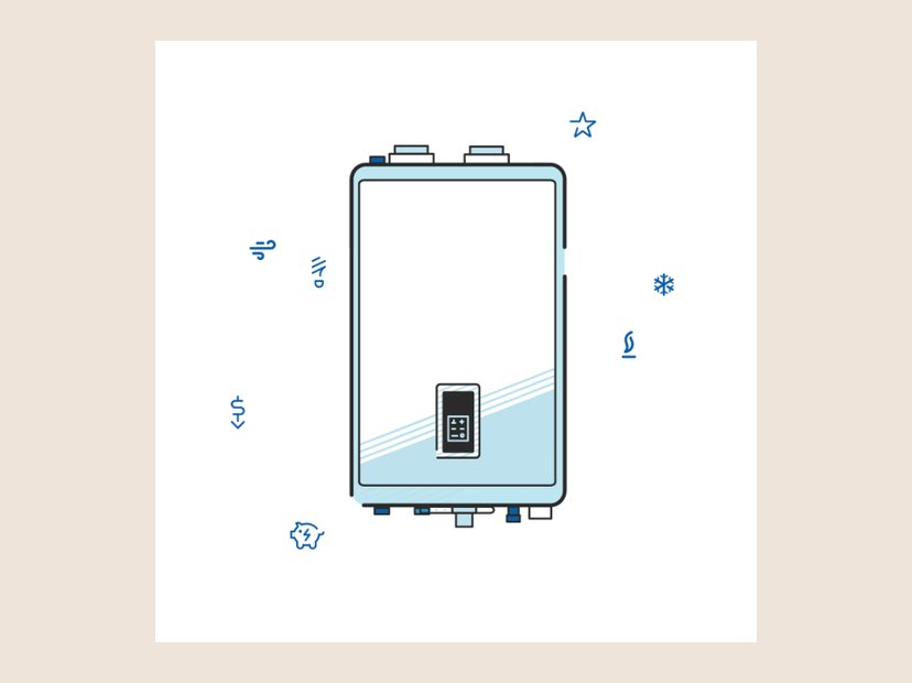 Water heater illustration. Line illustration for an energy-efficiency program.