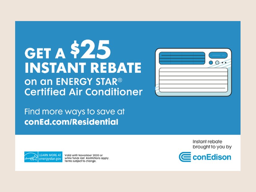 Con Edison rebate banner. Wide format of the air conditioner rebate.