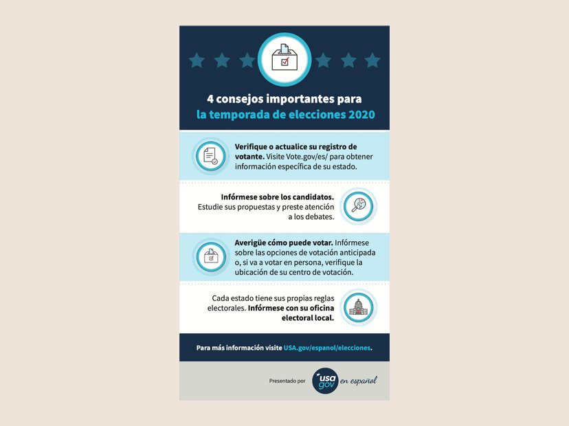 4 consejos para las elecciones 2020. The Spanish edition of the election-season tips.