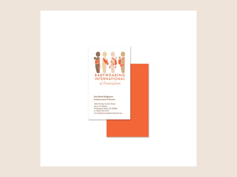 Babywearing International business cards. Business cards for the Birmingham chapter.