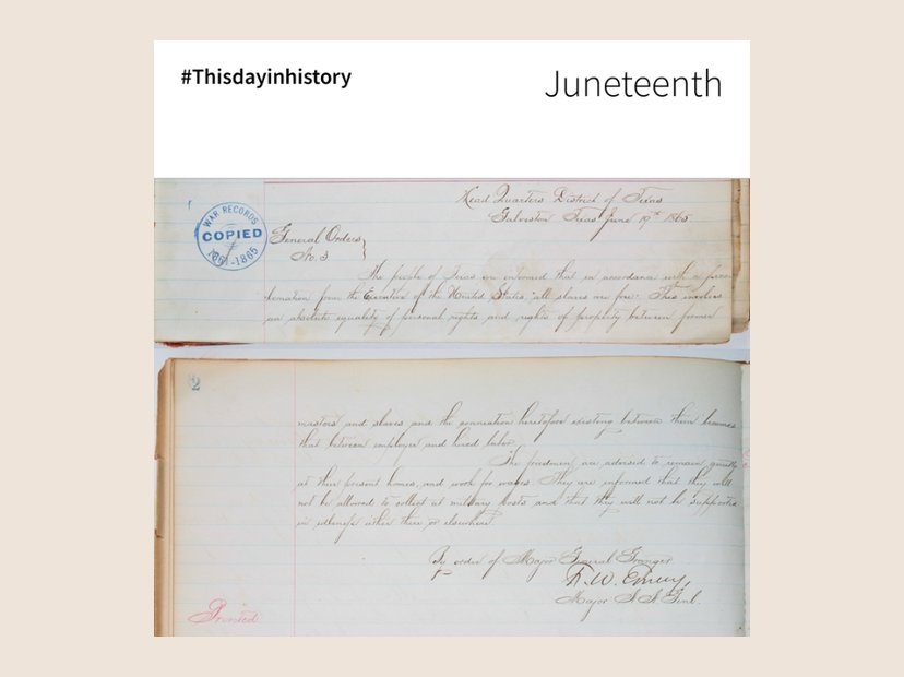 Juneteenth. #Thisdayinhistory Instagram graphic for USAGov.