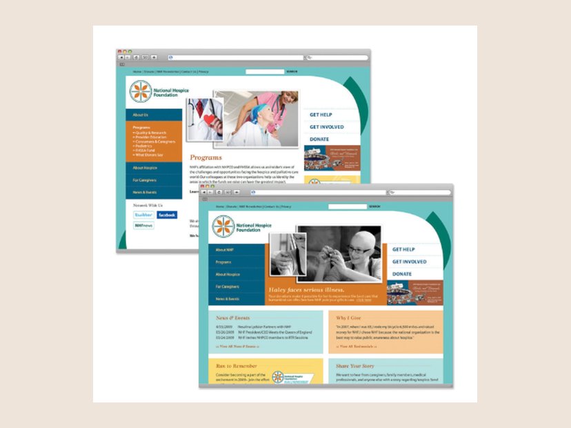 National Hospice Foundation website. Website redesign.