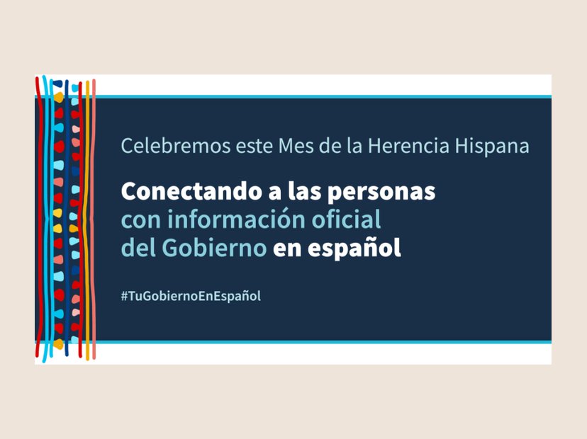 Hispanic Heritage Month banner. Social banner for USAGov en Español.